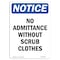 Signmission OSHA Notice Sign, 10" H, 7" W, Rigid Plastic, No Admittance Without Scrub Clothes Sign, Portrait OS-NS-P-710-V-14369 - alternate 1